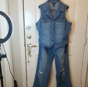 NWT Ashley Stewart Blue Flare Wide Leg Jeans